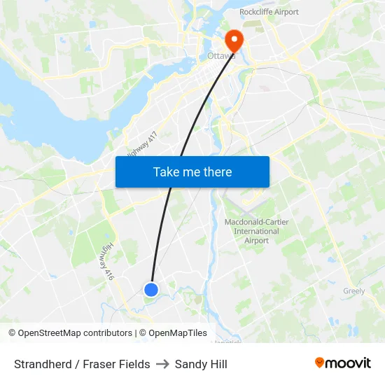 Strandherd / Fraser Fields to Sandy Hill map