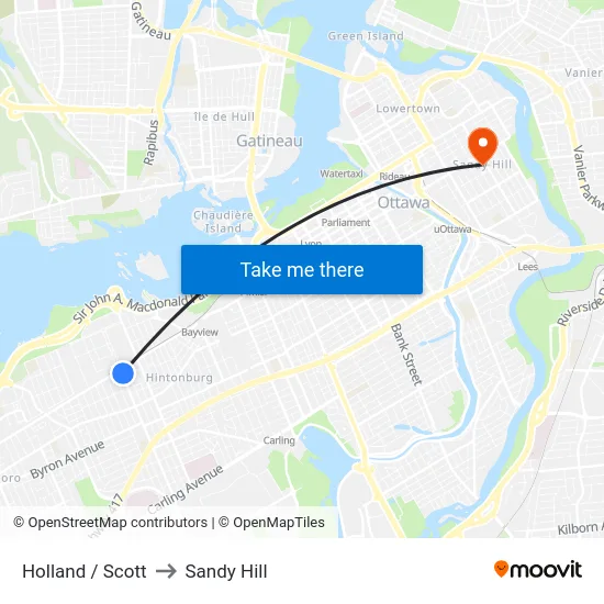 Holland / Scott to Sandy Hill map