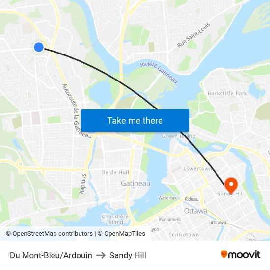 Du Mont-Bleu/Ardouin to Sandy Hill map