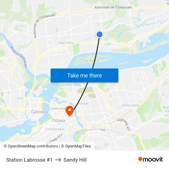 Station Labrosse #1 to Sandy Hill map
