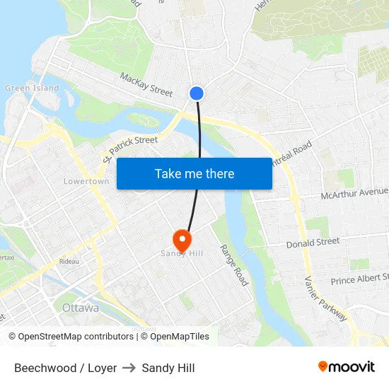 Beechwood / Loyer to Sandy Hill map