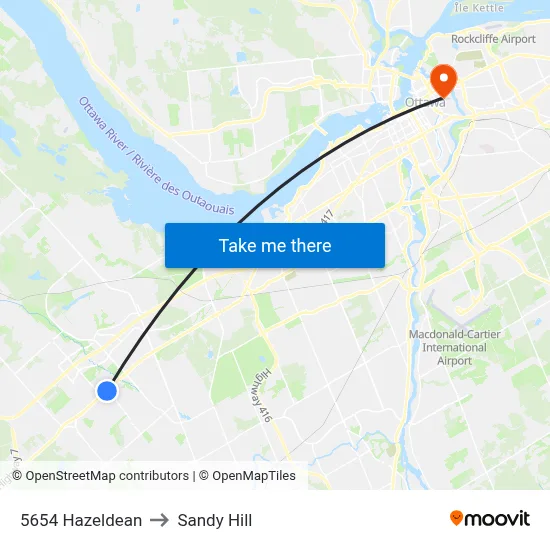 5654 Hazeldean to Sandy Hill map