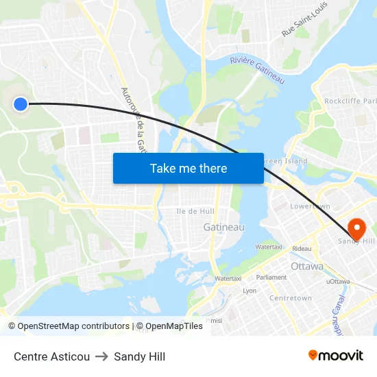 Centre Asticou to Sandy Hill map