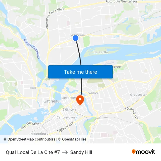 Quai Local De La Cité #7 to Sandy Hill map