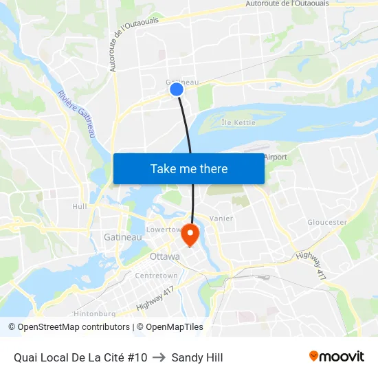 Quai Local De La Cité #10 to Sandy Hill map