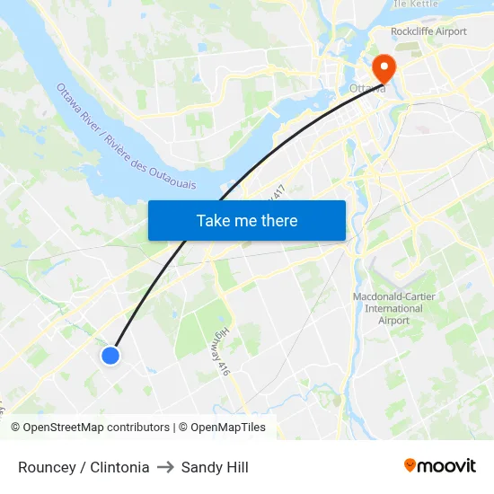 Rouncey / Clintonia to Sandy Hill map