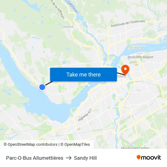 Parc-O-Bus Allumettières to Sandy Hill map