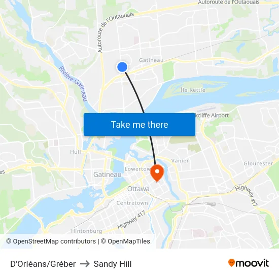 D'Orléans/Gréber to Sandy Hill map