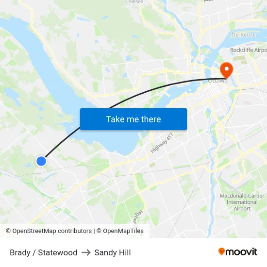 Brady / Statewood to Sandy Hill map