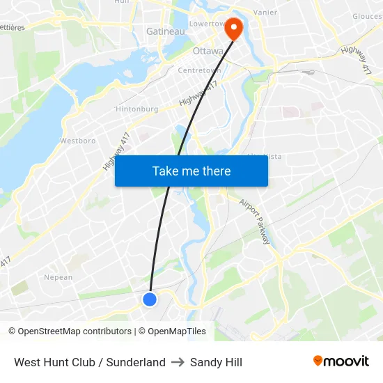 West Hunt Club / Sunderland to Sandy Hill map