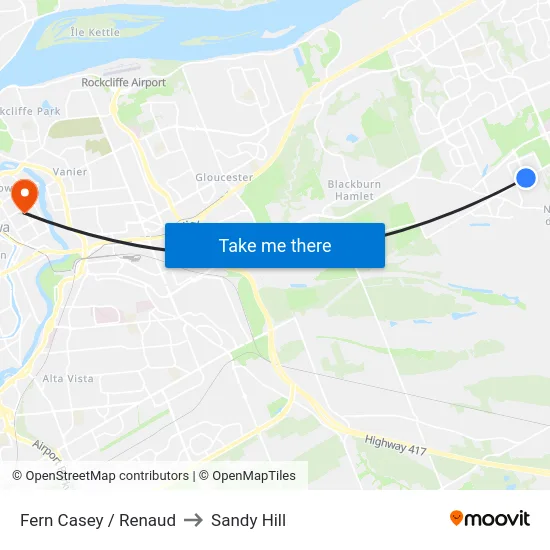 Fern Casey / Renaud to Sandy Hill map