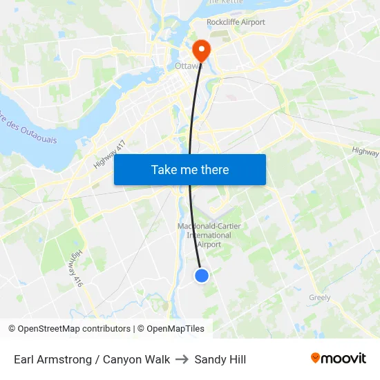 Earl Armstrong / Canyon Walk to Sandy Hill map