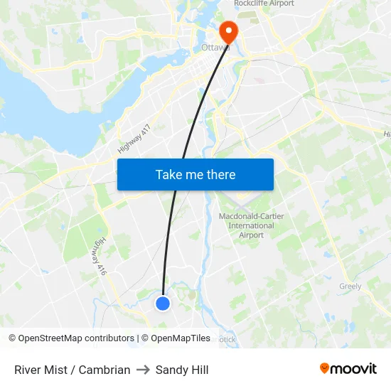 River Mist / Cambrian to Sandy Hill map