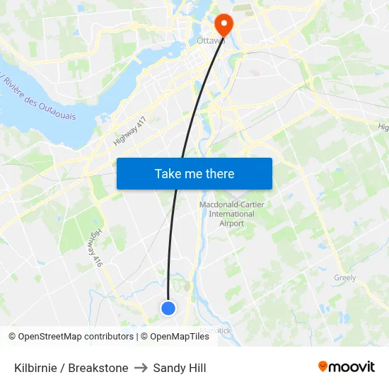 Kilbirnie / Breakstone to Sandy Hill map