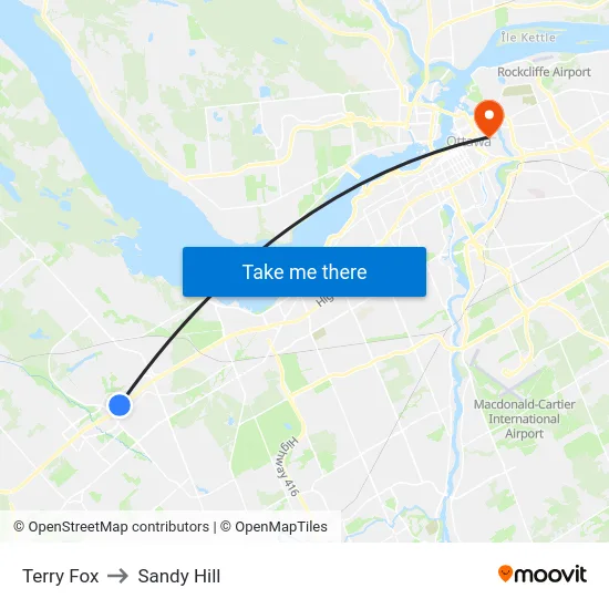 Terry Fox to Sandy Hill map