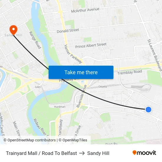 Trainyard Mall / Road To Belfast to Sandy Hill map