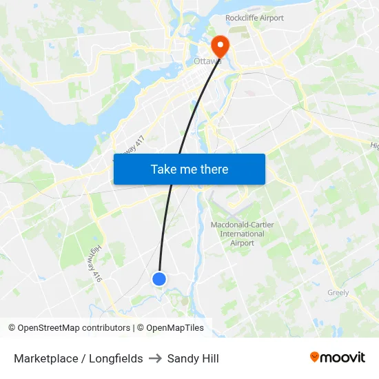Marketplace / Longfields to Sandy Hill map