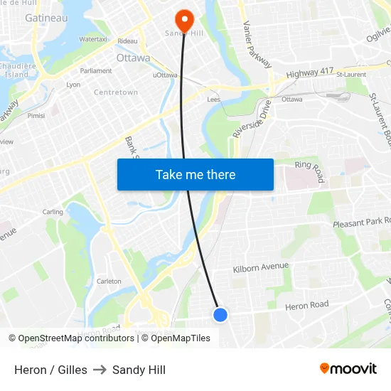 Heron / Gilles to Sandy Hill map