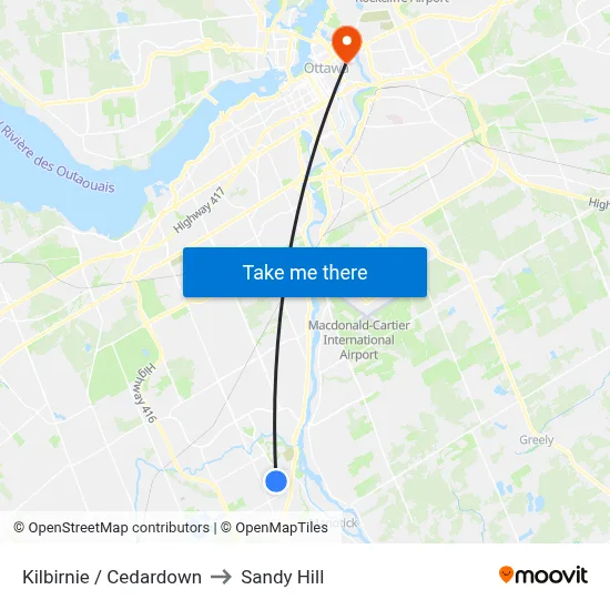 Kilbirnie / Cedardown to Sandy Hill map