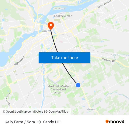 Kelly Farm / Sora to Sandy Hill map