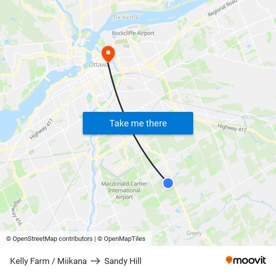 Kelly Farm / Miikana to Sandy Hill map