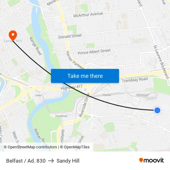 Belfast / Ad. 830 to Sandy Hill map