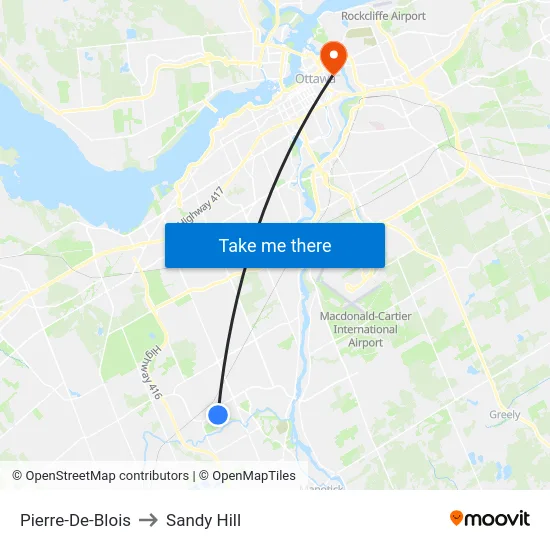 Pierre-De-Blois to Sandy Hill map