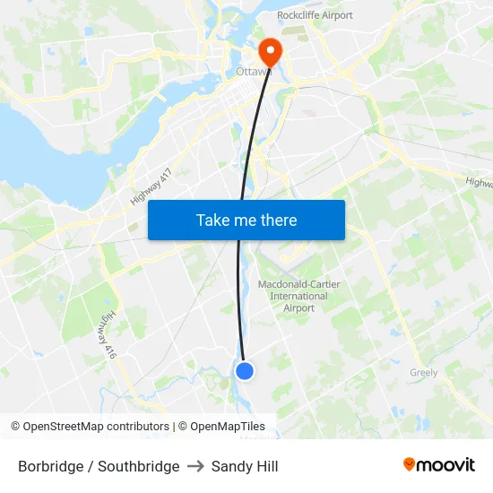 Borbridge / Southbridge to Sandy Hill map