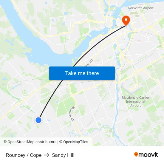 Rouncey / Cope to Sandy Hill map