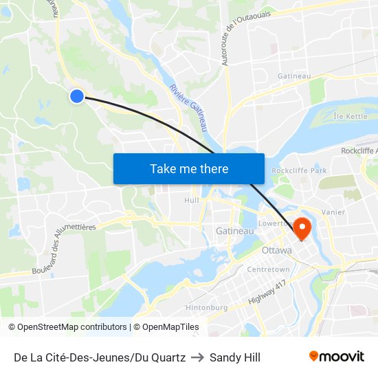 De La Cité-Des-Jeunes/Du Quartz to Sandy Hill map