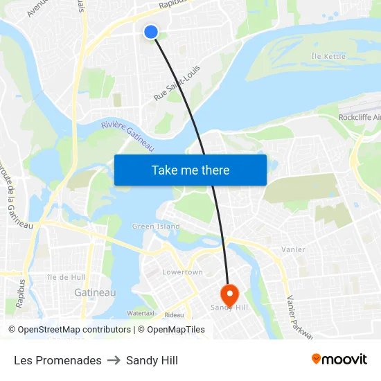 Les Promenades to Sandy Hill map