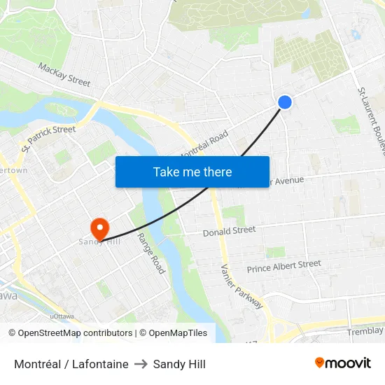 Montréal / Lafontaine to Sandy Hill map