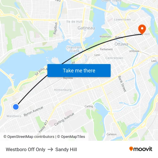Westboro Off Only to Sandy Hill map