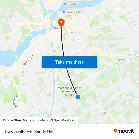 Bowesville to Sandy Hill map
