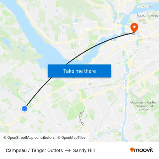 Campeau / Tanger Outlets to Sandy Hill map