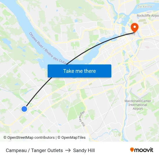 Campeau / Tanger Outlets to Sandy Hill map