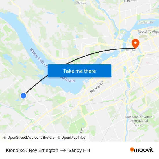 Klondike / Roy Errington to Sandy Hill map