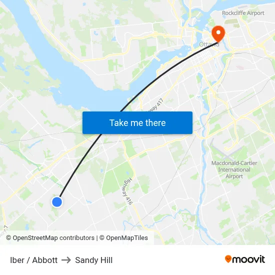 Iber / Abbott to Sandy Hill map