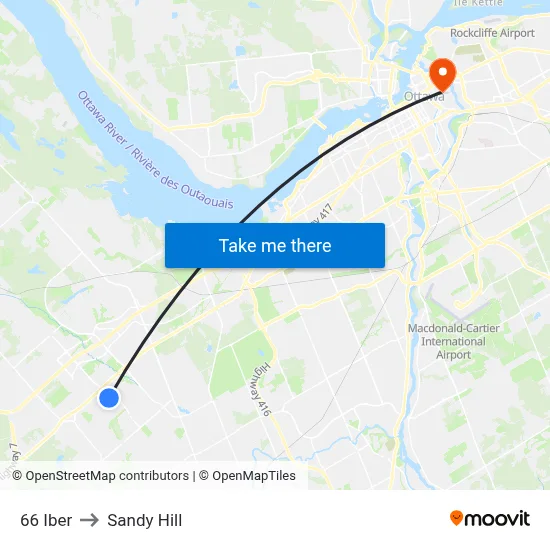 66 Iber to Sandy Hill map