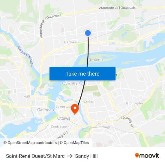 Saint-René Ouest/St-Marc to Sandy Hill map