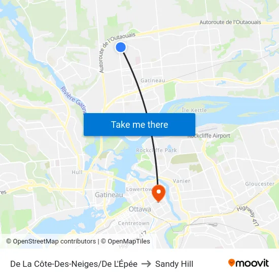 De La Côte-Des-Neiges/De L'Épée to Sandy Hill map