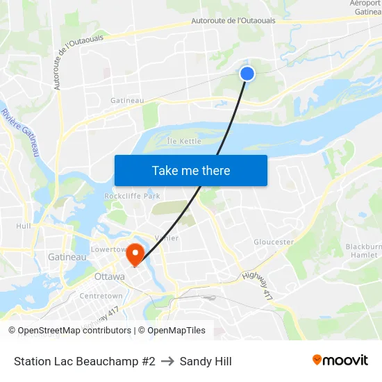 Station Lac Beauchamp #2 to Sandy Hill map