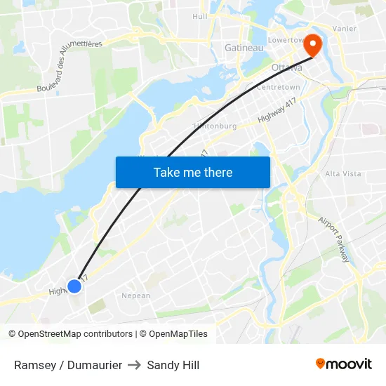 Ramsey / Dumaurier to Sandy Hill map