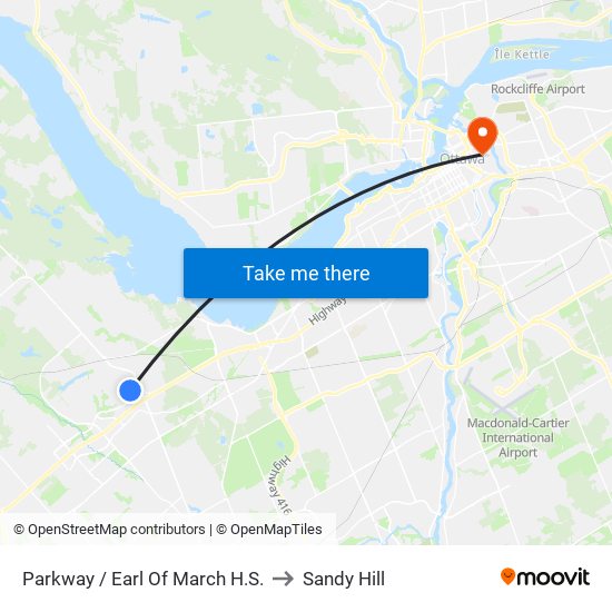 Parkway / Earl Of March H.S. to Sandy Hill map