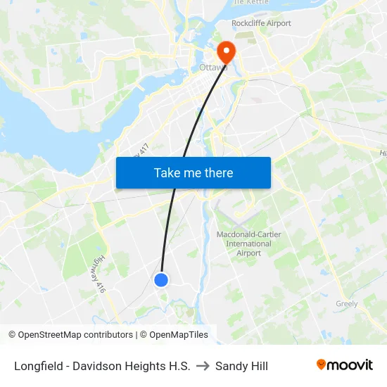 Longfield - Davidson Heights H.S. to Sandy Hill map