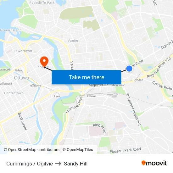 Cummings / Ogilvie to Sandy Hill map