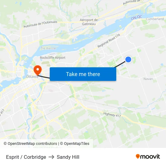 Esprit / Corbridge to Sandy Hill map