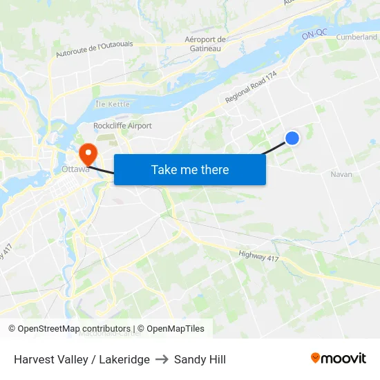 Harvest Valley / Lakeridge to Sandy Hill map