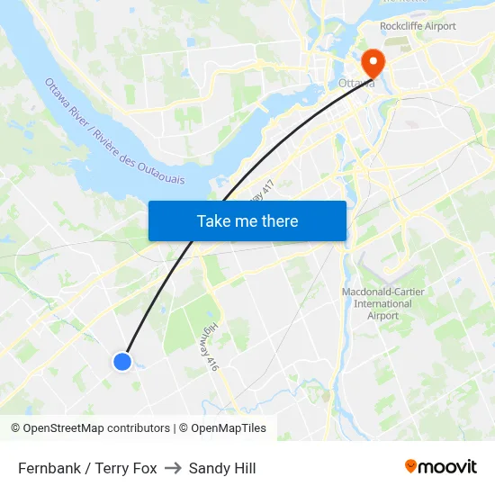 Fernbank / Terry Fox to Sandy Hill map