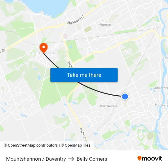Mountshannon / Daventry to Bells Corners map